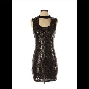 NWT BCBG generation black gold sequin dress XS